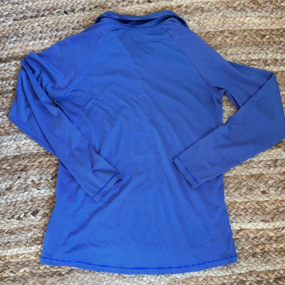 Under Armour Men’s Small Blue Striped Heat Gear 1/4 Zip Long Sleeve Shirt - Picture 4 of 4
